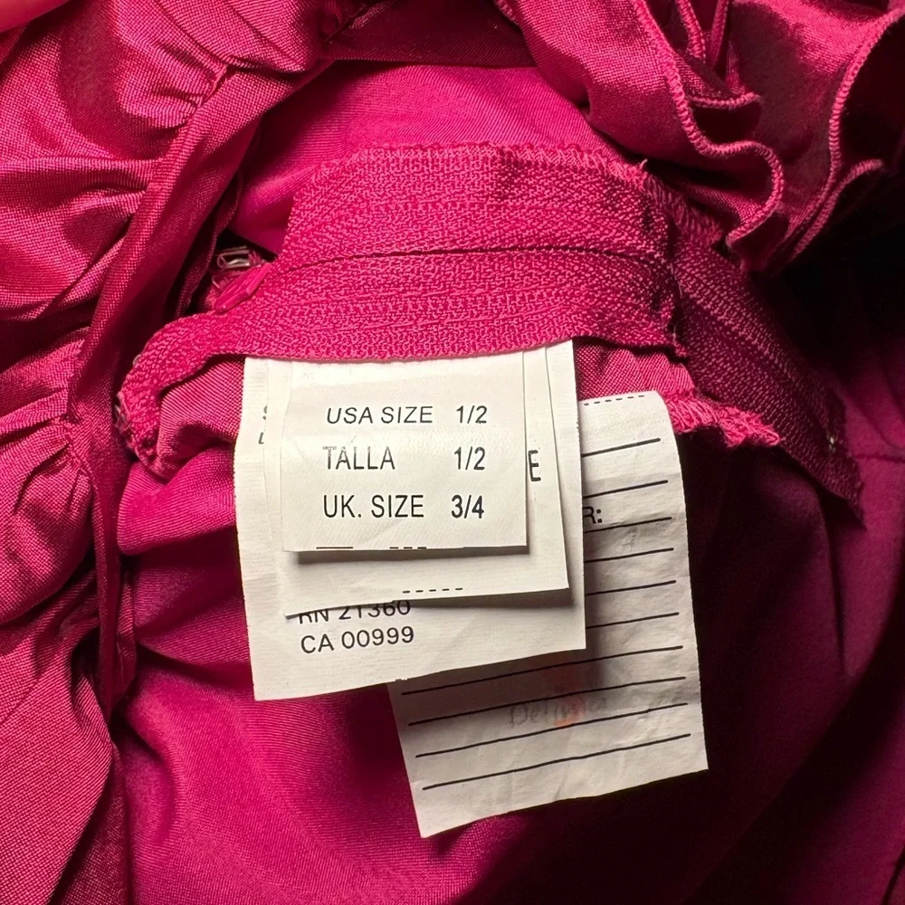 Mori Lee Hot Pink Halter Cocktail Dress with Embellished Bodice - Picture 5 of 6